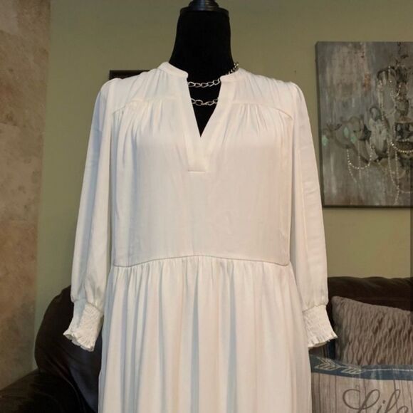 EXPRESS NWT Boho Ivory 3/4 Sleeve Midi Dress M - Picture 6 of 16